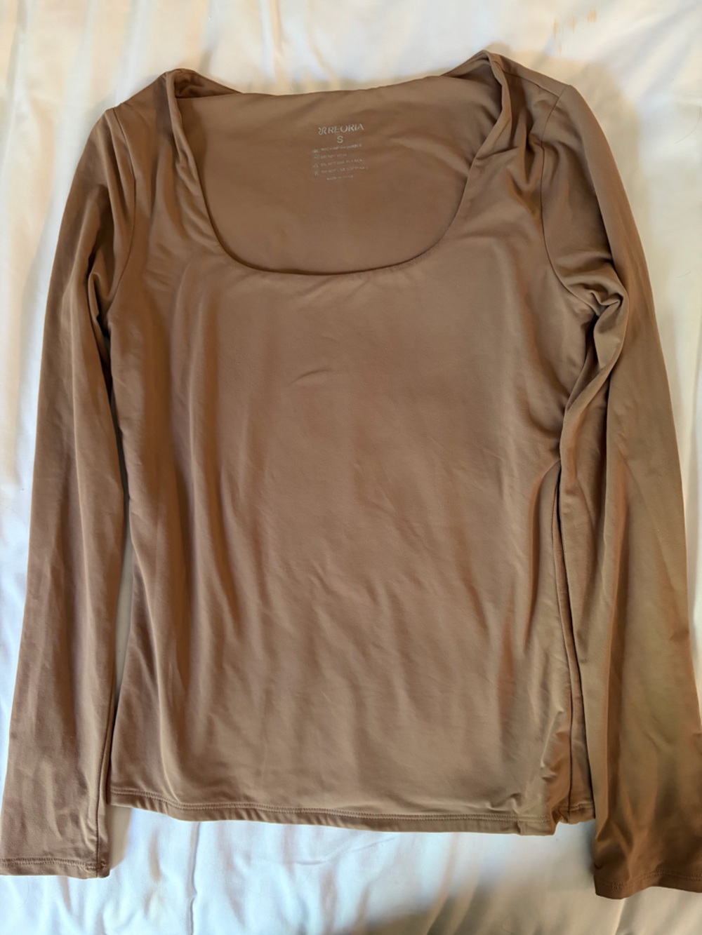 Reoria basic square neck double lined long sleeve Light taupe